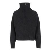 Grå Uldblanding Høj Krave Sweater