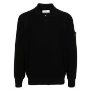 Sort Uld Polo Lynlås Sweater