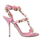 Pink Embellished Heels Sandals