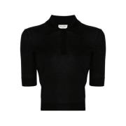 Sort Broderet Polo Top