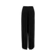 Elegant Wide-Leg Black Crepe Bukser