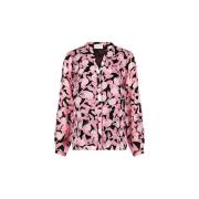 Blomstret Pink V-Hals Bluse