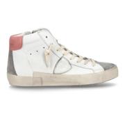 Læder High-Top Sneakers Antracit Hvid