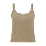 Beige Top med Rund Hals