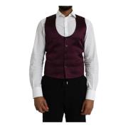 Maroon Silke Formel Vest Kjole