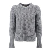 Klar Blå Metallic Strik Sweater