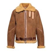 Shearling frakke med lommer