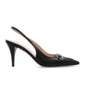 Sort Læder Slingback Pumps