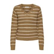 Stribet V-hals Sweater Kvinder