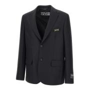 Sort Crepe Blazer med Logo Knapper