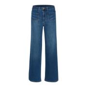 Flared Jeans Medium Blue Washed Denim