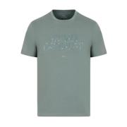 Grøn Logo Print Bomuld T-shirt