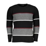 Sort Crew Neck Sweater med Kontrast