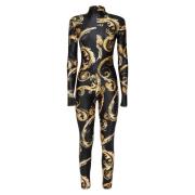 Barok Print Jumpsuit Sort Guld Kjole