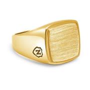 Mens Gold Plated Signet Ring with Brushed Steel