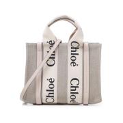 Linned Canvas Tote Taske i Cement Pink