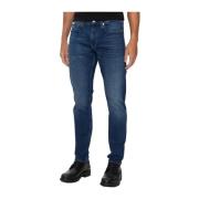 Slim bomuld stræk jeans - Blå Denim