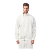 Hvid Zip Sweater Scuba Stil