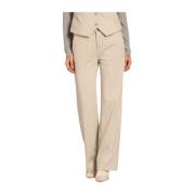 Beige Stribet Straight Chino Bukser