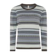 Farverig Jacquard O-Neck Sweater