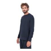 Blå Crew Neck Sweater Casual Efterår Vinter