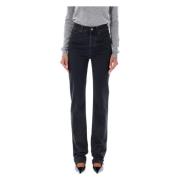 High Waisted Slim Fit Sorte Jeans