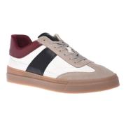 Trainers in taupe and white leather and suede