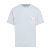 Blå Boble Bomuld T-Shirt Stilfuld Flap