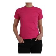 Pink Bomuld Crew Neck Tee Shirt