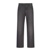 Jacquard Straight-Leg Jeans Grå