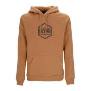 Khaki Logo Hoodie med Kængurulomme