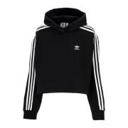 Sort Cropped Hoodie Med Plysforing