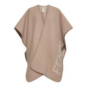 Beige Uld Cashmere Poncho Kvinder