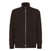 Mixed Stitch Full-Zip Jumper i Merinould