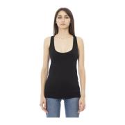 Strass Logo Lang Rund Hals Tank Top