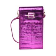 Mobile phone holder in fuchsia with laminated coconut print