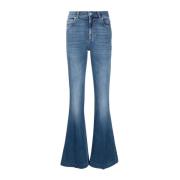 Blå Distressed Flared Jeans