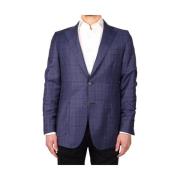 Bl Wool Blazer med Tjekmønster