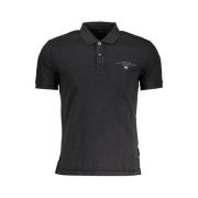 Elegant Sort Broderet Polo Skjorte