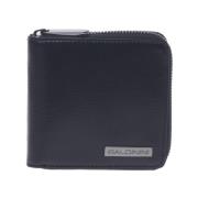 Wallet with zip in black palmellato leather