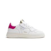 Hvide lædersneakers med pink detaljer