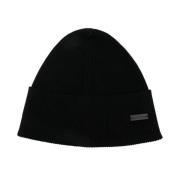 Sort Cashmere Strik Logo Hat