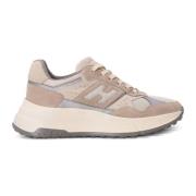 Beige Sneakers med Ruskind og Mesh