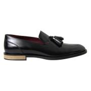 Sorte Læder Tassel Loafers