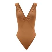 Brun Silkeblanding Crossover Bodysuit