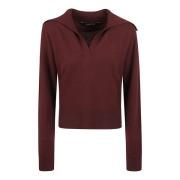 Vinrød Strik Polo Krave Sweatshirt