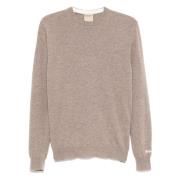 Beige Sweater med Girocollo Neck