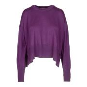 Uld Ribstrikket Sweater med Sideslidser