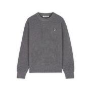 Ribbet langærmet sweater med tonal logo