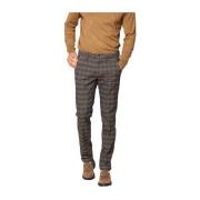 Slim Fit Bomuld Chino Bukser med Glen Check Mønster